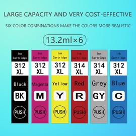 Khotoya 312XL 314XL Ink Cartridges (6-Pack) Compatible Replacement for Expression Photo XP-15000 Printer