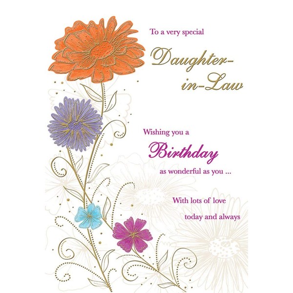 Piccadilly Greetings Group Ltd WONDERFUL COLOURFUL TO A VERY SPECIAL DAUGHTER-IN-LAW BIRTHDAY GREETING CARD,beige|orange|red|brown,9 x 6