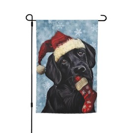Merry Christmas Xmas Black Labrador Dog Lab Garden Flag Welcome Party Outdoor Outside Decorations Picks Home House Garden Yard Decor 12x18 Inch