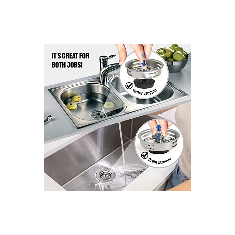HIGHCRAFT 9843-2 Stainless Steel Kitchen Sink Strainer Basket Replacement for