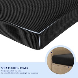 SUBRTEX Stretch Cushion Cover Soft Sofa Seat Slipcover Spandex Chair Couch Cover Suitable for 1-2-3 Seaters Replacement for Furniture Protector(Black,Small)