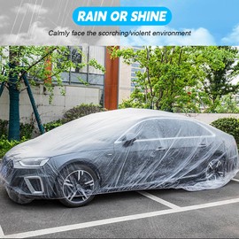 CGEAMDY CGEAMDY Auto Abdeckung, Auto Abdeckplane Staubdicht Wasserdicht, Universelle Durchsichtige Einweg-Autoabdeckung, Regenfest Staubdicht Kann Wiederholt Verwendet Werden Outdoor-Autoabdeckung(480x750cm)