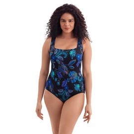 Longitude by Mimi Flamingo Women's Swimwear Majorelle Garden Butterfly Back Tank One Piece Swimsuit, Blue, 14