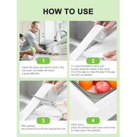 Caulk Tape - PVC Self Adhesive Tub Caulking Sealing Tape for Bathrooms Kitchen Countertops Toilets Kitchen Sinks Bathtub Floors and Toilet Walls etc 1-1/2" x 11' White