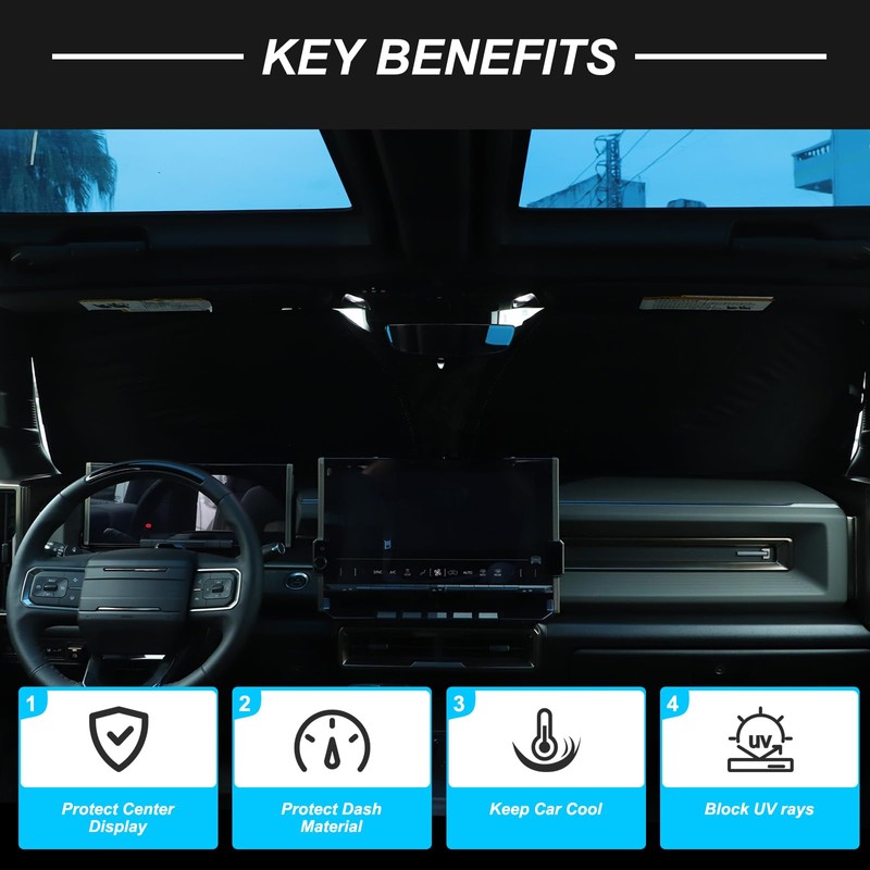 Windshield Sun Shade Compatible with Hummer EV Accessories 2024 2025