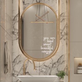 2x Bathroom Decal,Vinyl Mirror Decal,Positive Affirmation Decal,Bedroom Wall Decals,Affirmation Stickers for Mirror, for Kids, for women, Bathroom Decal,Vanity Mirror Decal (white)