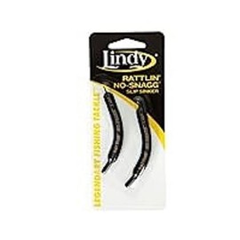 Lindy No-Snagg Slip Sinker Banana-Shaped Fishing Sinker - Enables Anglers to Fish Unfishable Areas, Rattlin' (2 Pack), 3/8 oz