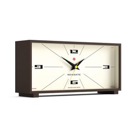 NEWGATE® Thunderbird Desk Clock | Retro Contemporary Rectangular Design | Mocha Brown | Modern mid Century Style for Desk, Mantel, Table top or Shelf