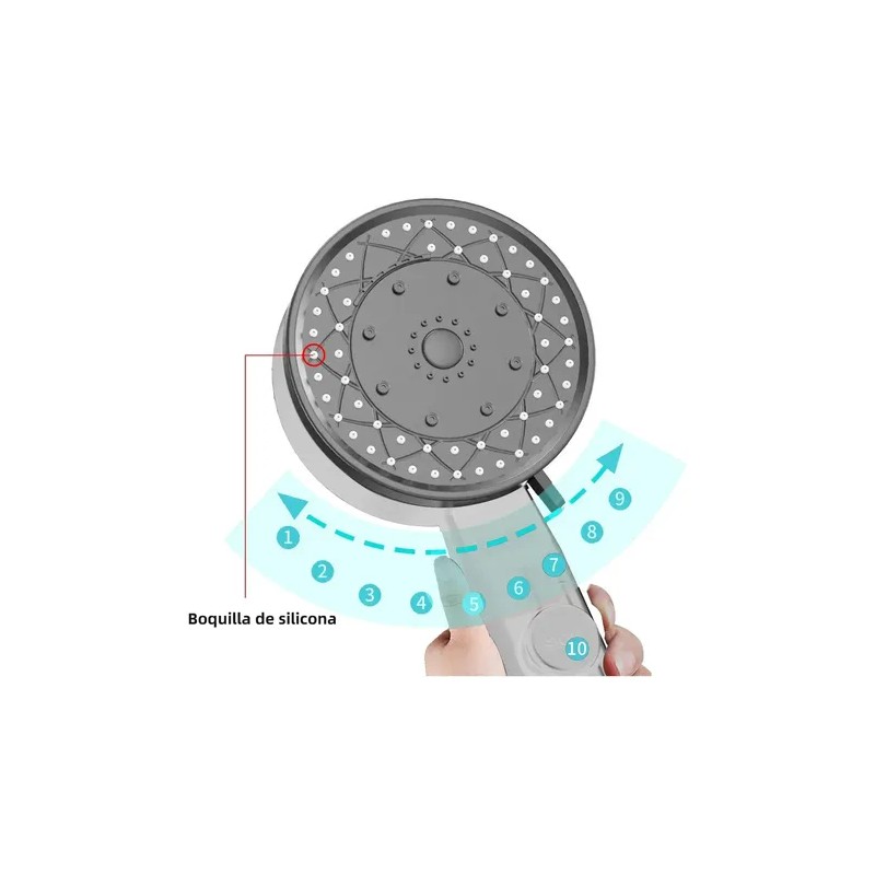 Regadera Mano Alta Presión Con Cabezal De Teléfono Y 8