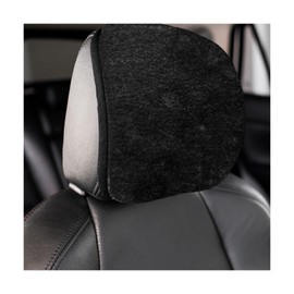 DXNQ 2PCS Car Seat Headrest Cover, Breathable Flexible Auto Head Rest Cover Winter Cozy Pad with Elastic Straps Buckle, Dustproof Headrest Protector Universal Fit to Car Truck SUV (Black, Plush)