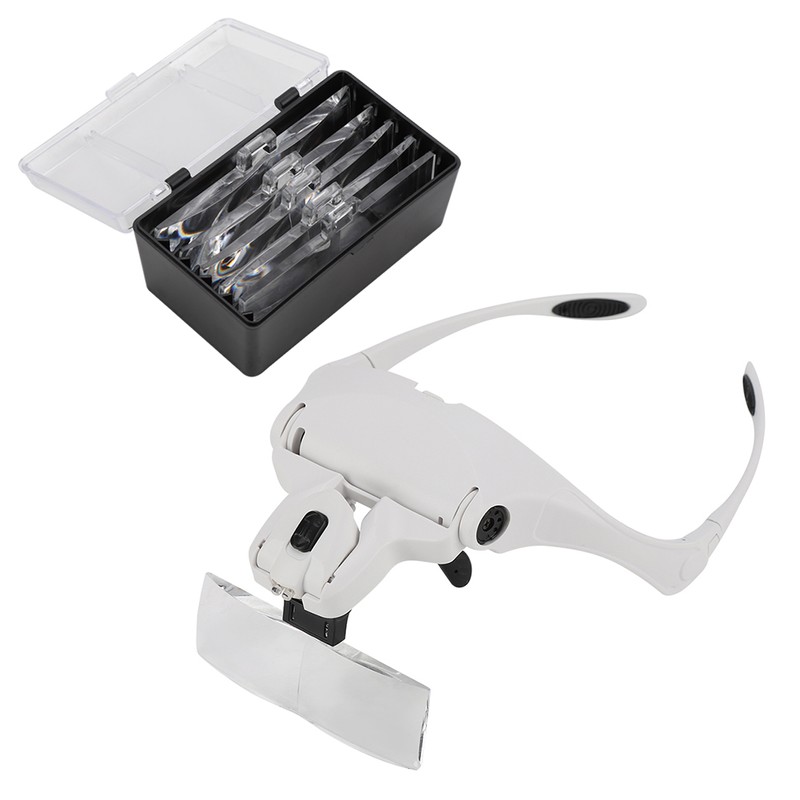 Hands Free Eyeglasses Bracket Magnifier with 5 Pcs Lenses Headband