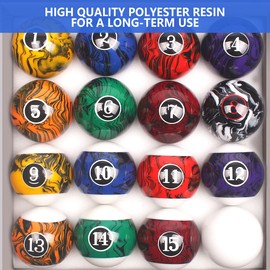 VSSAL Billiard Balls Set Pool Table Balls Marble-Swirl Style 16 Ball Set