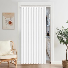 Vatge Pleated Folding Curtains for Doorway - Laundry Room Curtains for Doorway, Bedroom, and Closet Without Door, Room Divider Curtain for Closet Door, 1 Panel with Tieback, W52 x L78, White