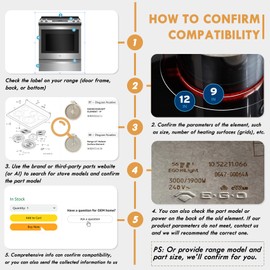 Upgraded 316555800 W10823692 9"/6" Dual Radiant Surface Element Compatible with Frigidaire Kenmore Whirlpool Range, Stove 10" Heating Element Replace 316418401, AP4556791, 316418400, DG47-00022A
