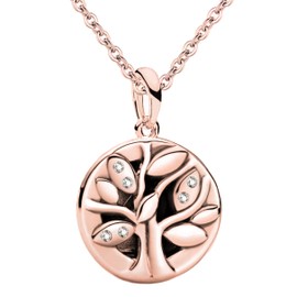 Crystal Family Tree of Life Necklace Pendant & Chain 18k Rose Gold plated 925 Sterling Silver Birthday Gift for Women Girls Her Mum Nan Nana Sister Daughter Wife Christmas