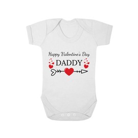 Second Ave Happy Valentine's Day Daddy Baby Grow Vest White Shortsleeve Babygrow Bodysuit