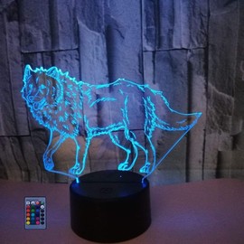 HPBN8 Ltd 3D Wolf Night Light Lamp 7/16 Color Change LED Lamp USB Powered Remote Control Touch Switch Decor Decorations Christmas Valentines Room Decoration Birthday