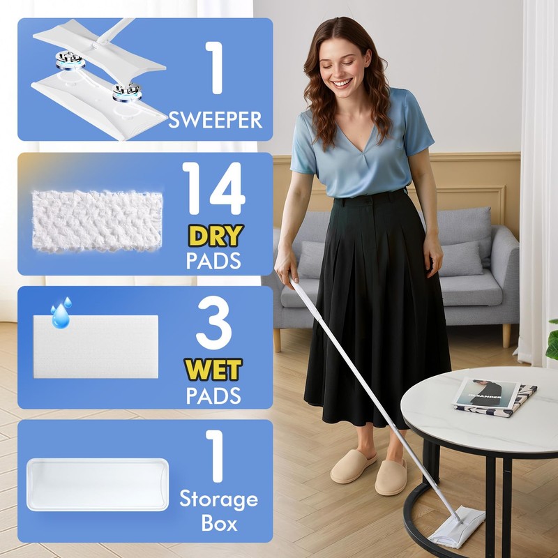 Sweeper 2-in-1 Dry + Wet Floor Mopping and Sweeping Kit,
