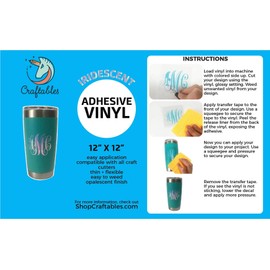 Craftables Yellow Iridescent Craft Vinyl for Cricut and Silhouette, Cameo - Opal Holographic Vinyl - (3) 12" x 12" sheets