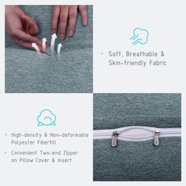 YXCSELL Wedge Pillows Headboard Reading Pillow Backrest Pillows for Sitting Up in Bed Rest Large Triangle Bolster Cushion Cotton Linen Daybed Pillow Lumbar Support Leg Positioning（Gray, Small）