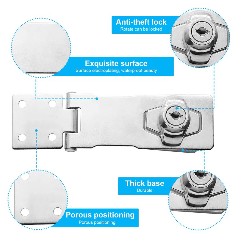 Keyed Hasp Locks, 2 Pcs Knob Locking Hasp, Cabinets Hasp