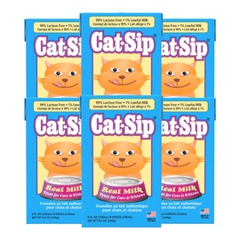 Pet-Ag Cat-Sip Real Milk Treat - 8 oz, 6 Pack - Ready-to-Feed Snack for Cats & Kittens - Easy to Digest with 99% Lactose-Free, Low-Fat Grade A Milk - Encourages Hydration - Promotes Eye & Heart Health