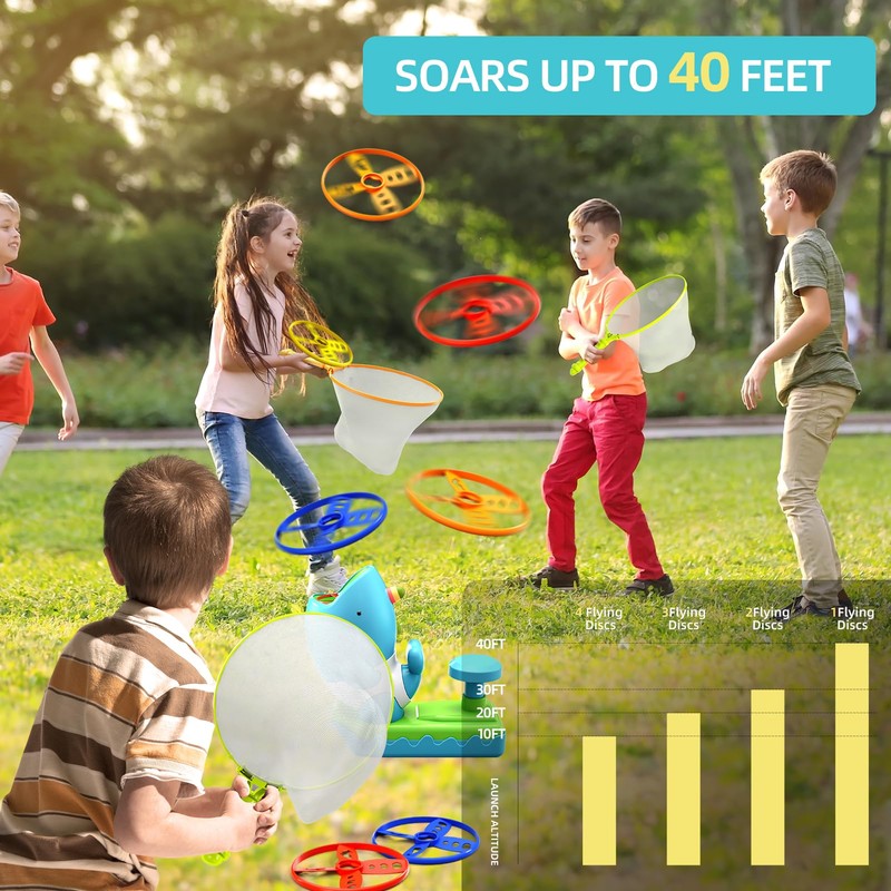 WATUDOU 15 PCS Flying Disc Launcher Outdoor Indoor Game Toys