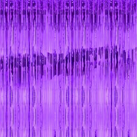 DecorWoo 3ft x 8ft Foil Fringe Backdrop Curtain, Metallic Tinsel Foil Fringe Curtains