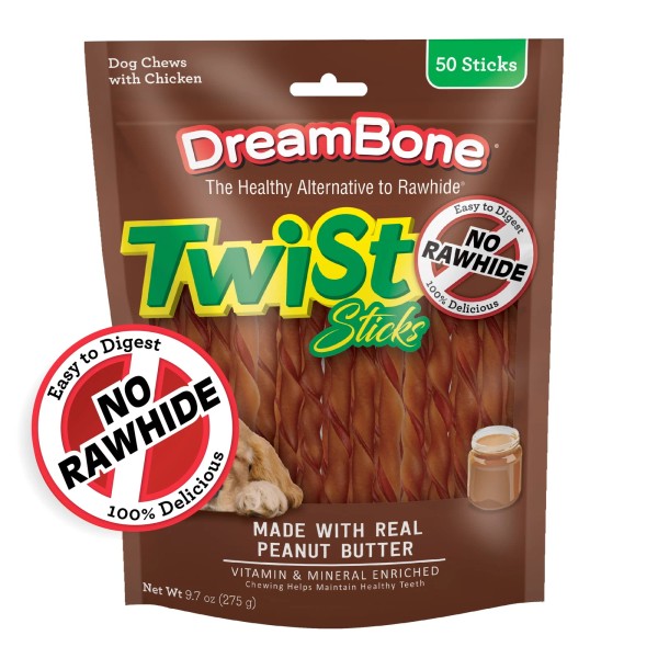 Unbranded DreamBone Twist Sticks with Peanut Butter Rawhide-Free Dog Chews,9.7