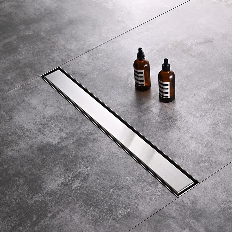 AVSIILE Linear Shower Floor Drain, 24 Inch Brushed Nickel 304