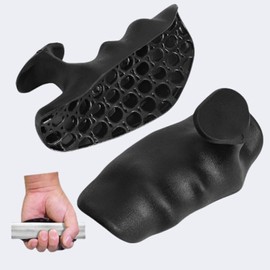 Frediuo 2Pcs Weight Lifting Grips Hand Protector Fingerless Barbell Bar Pads Gym Grips for Pull Ups Powerlifting Fitness Bodybuilding (Black-1)