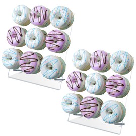 LoveDisplay Donut wall, 2 Pack Acrylic Donut Stand, Clear Donut Stands for Dessert Table, 12 X 10 Inches Donut Holder Stand Party for Birthday, Wedding, Baby Shower, Christmas
