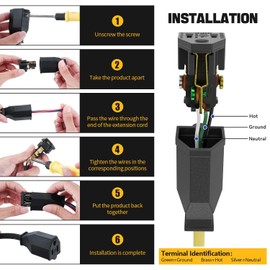 NEMA 5-15P Electrical Replacement Plugs ,3 Prong Power Replacement Type, Extension Cord Ends 125V 15A 2Pole 3Wire Male Plug，Ground Neutral Generator Plug,Male 3-Pack