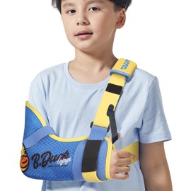 Velpeau Kids Arm Sling Shoulder Immobilizer with Waist Strap, Ventilated & Breathable Design, Arm Support Brace for Children, Boys, Girls (Mesh Version, Duck Print, Right, XS: Bust 22.5″-26″)