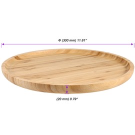 JOIKIT 5 Pack 12 Inch Bamboo Round Platter, Fine Polished Round Wood Plates Bamboo Serving Tray for Holding Fruit, Bread, Cheese, Nut, Coffee, Tea, Plant Saucer