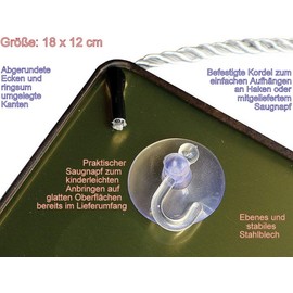 WOGEKA ART Retro Tin Sign – Herzlich Willkommen – Funny Saying as a Gift Idea for Birthday Christmas Decoration 18 x 12 cm Vintage Design Hanging Sign Metal HS271