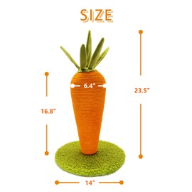 LIFLIX Carrot Cat Scratching Post, 17'' Cute and Fun Sisal Cat Scratcher for Indoor Cats and Kittens