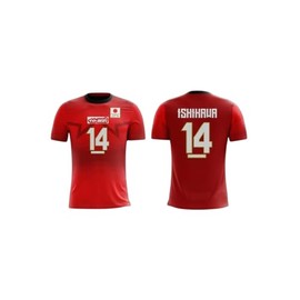 Japan National Volleyball Jersey, Ishikawa #14, Sewn Logo Flag Red and Black Colors (US, Alpha, XX-Large, Regular, Regular, red)