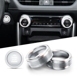 Polodunn for Toyota RAV4 Accessories 2025 2024 2023 2022 2021 2020 2019 -Air Conditioning Knob Covers, Push Start Button Cover Trim Rings 4pcs (Silver)