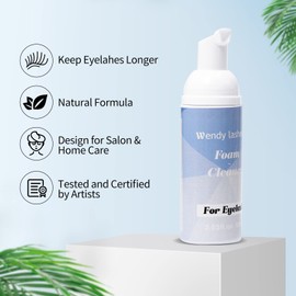 Eyelash Shampoo for Eyelash Extension, Gentle Foam Wash for Removing Oil Make-Up Residues, Wendy Lashes Eyelash Care Eyelash Brush 60 ml
