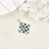 YFN Crusader Jerusalem Cross Necklace Sterling Silver Abalone Shell Cross