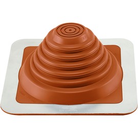 Water-Tite 81464#3 Metal Roof Flashing, 8-by-8-Inch Square Base with Silicone Collar, For 0" to 5-3/4" Vent Pipes, Terra Cotta