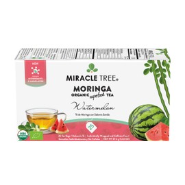 Miracle Tree - Organic Moringa Superfood Tea, 25 Individually Sealed Tea Bags, Watermelon (Keto, Detox, Energy & Immunity Booster, Vegan, Gluten-Free, Organic, Non-GMO, Caffeine-Free)