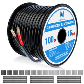 MICTUNING 16 Gauge Wire 100FT 2 Conductor Electrical Wire, 16 AWG Wire Stranded PVC Cord, 12/24V Low Voltage/Tinned Copper/Flexible/16/2 Wire for Automotive Wire LED Strips Lamp Lighting Marine