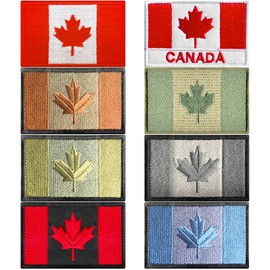 Canada Flag Patch, 8 Pcs Canadian Flag Velcro Patches, Hook and Loop Embroidered Patches for Clothes, Backpack, Hats