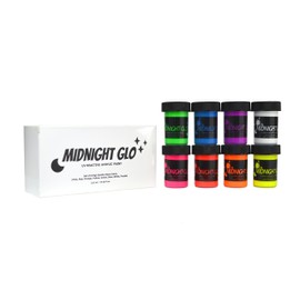 Midnight Glo UV Paint Acrylic Black Light Reactive Bright Neon Colors Set of 8 Bottles Great For Crafts, Art & DIY Projects, Blacklight Party(0.75 oz)