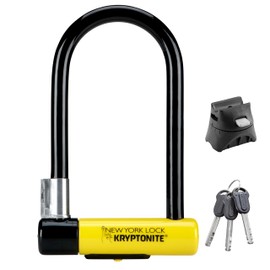 Kryptonite Kryptonite New York Standard Bike U-Lock, Heavy Duty Anti-Theft, 16mm Shackle with Mounting Bracket and Keys, Ultimate Security for Bicycles E-Bikes Scooters