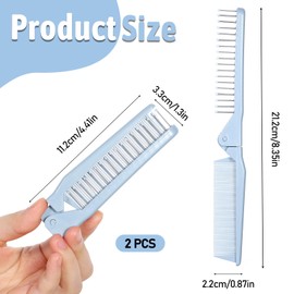 2 Pack Purse Brushes for Women Travel Compact Folding Comb Double Headed Mini Portable Men All Hair Types Pocket Size Detangling Hair Brush for Gym Car Office (Pink, Blue)