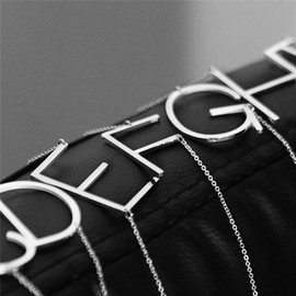 OAKKY Women Stainless Steel Large Initial Big Letter Necklace Alphabet 26 from A-Z Script Name Monogram Pendant Best Friends Silver F