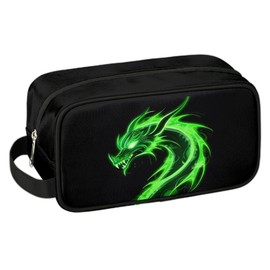 LOMBARDIDEN Green Dragon Travel Toiletry Bag for Boys Men, Hanging Dopp Kit for Kids, Waterproof Shaving Bag for Toiletries Accessories